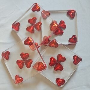Hand Crafted Red Heart Coasters